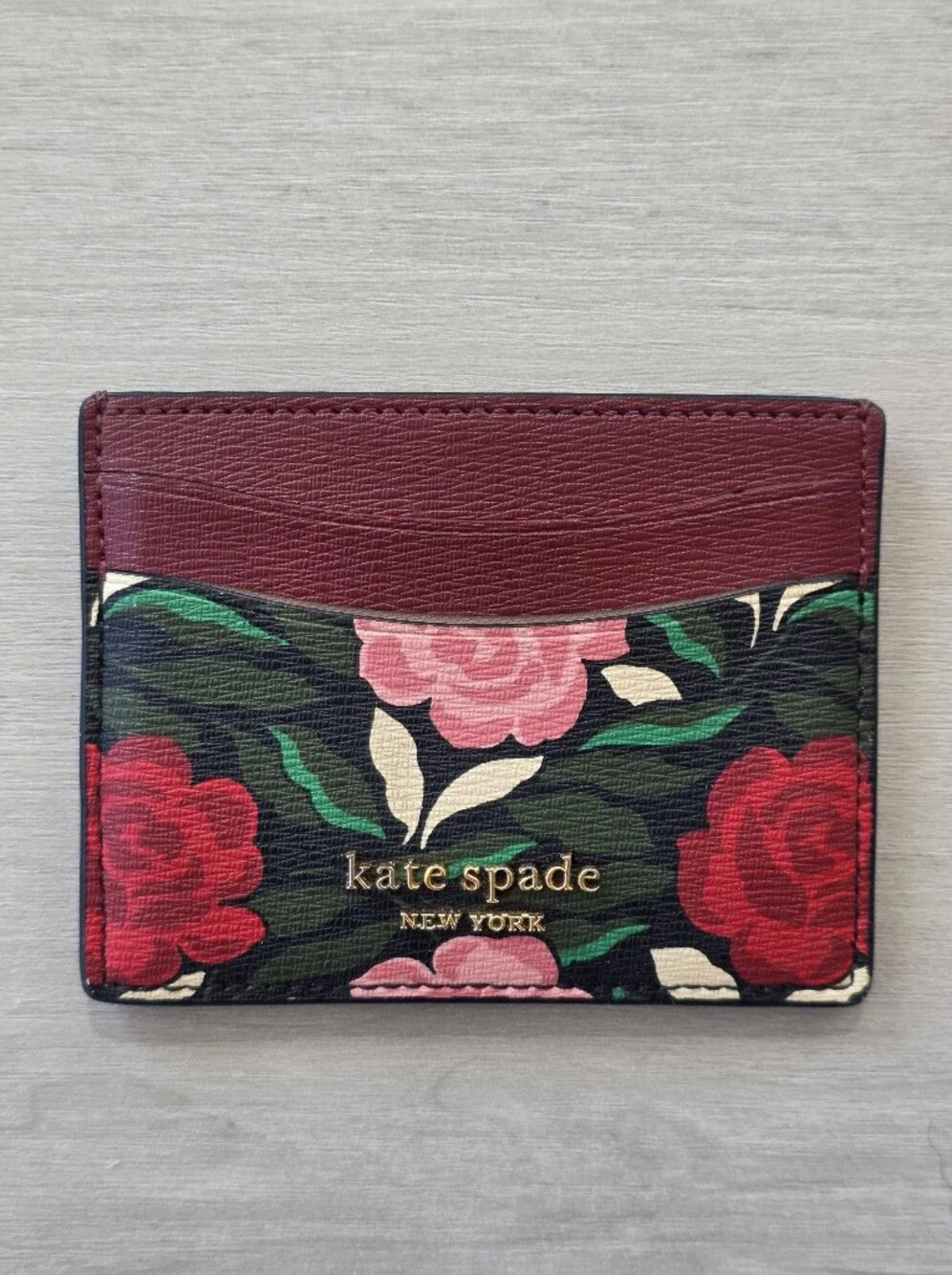 kate spade New York Floral Card Holder - Burgundy & Multicolor